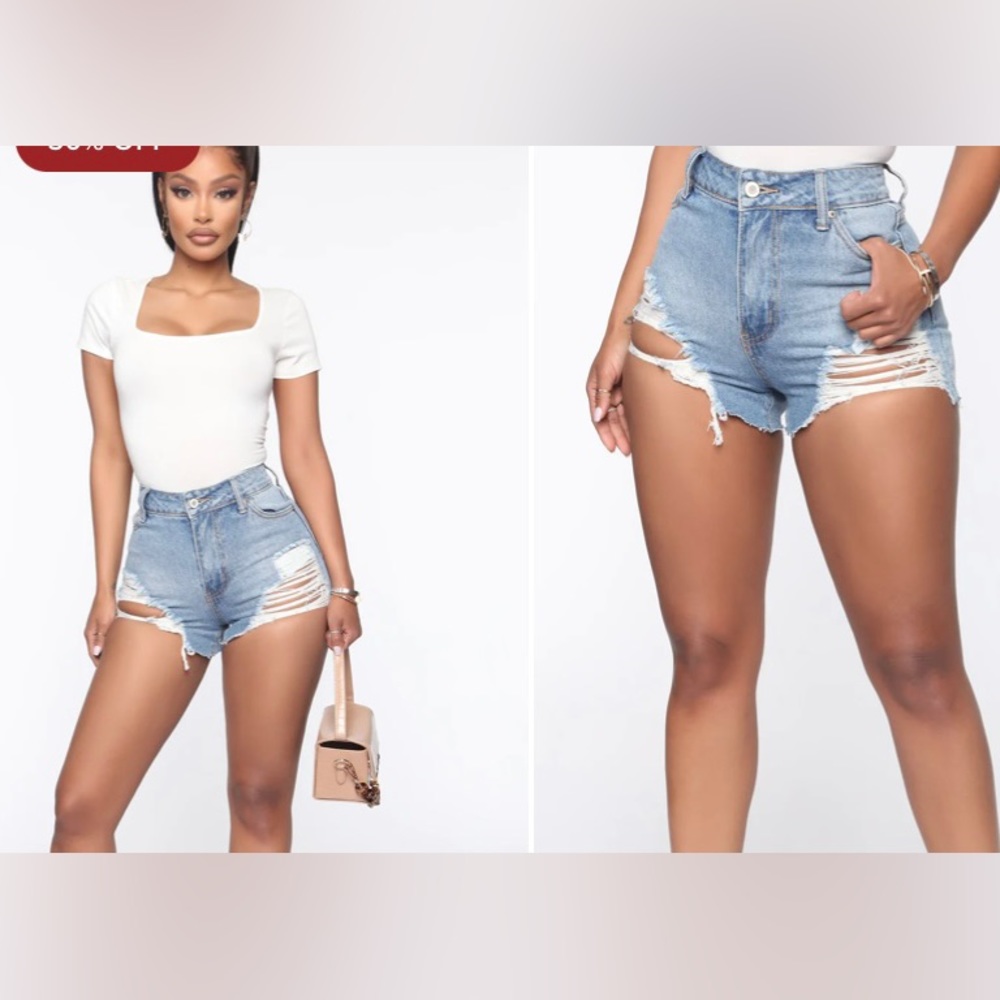 Fashion Nova high waist destroyed shorts